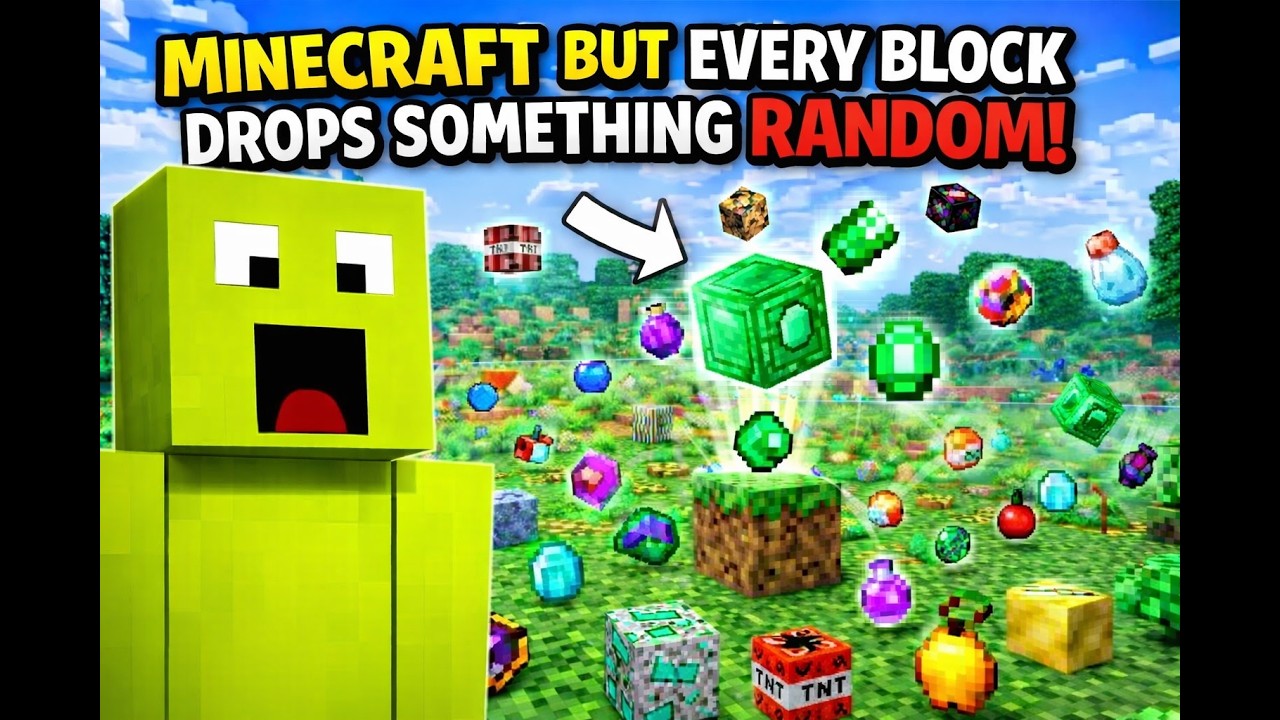 Random Block Drops Minecraft But every block drops something random. - YouTube