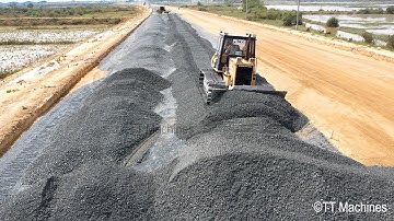Smart Job Techniques Building Foundation Road Connecting To Bridge By D41P Bulldozer Pushing Gravel