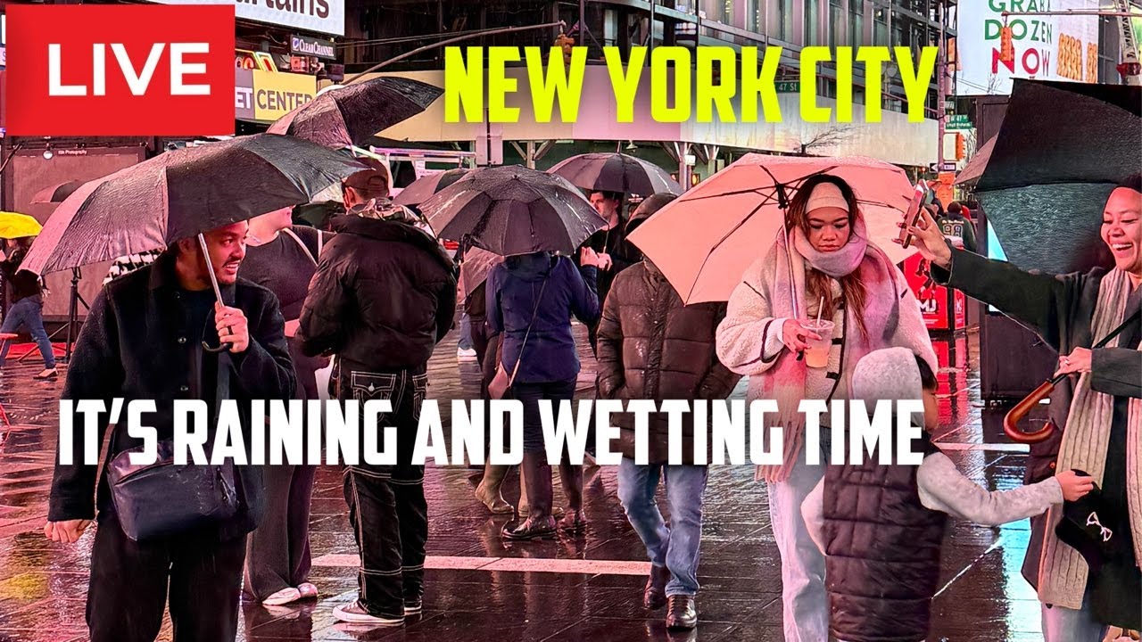 New York City: Its Raining And Wet Times Live