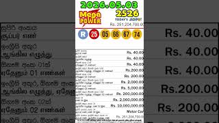 Mega Power 2526 2026.05.03 Today NLB Lottery Result මෙගා පවර් ලොතරැයි ප්‍රතිඵල #megapower #lottery