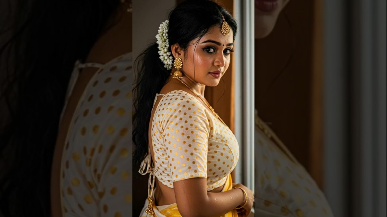 South Indian Bridal Glow ✨ Traditional Beauty in Gold & White | Desi Sarees