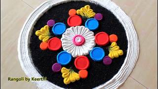 Multicolour holi rangoli design using fork l Rangoli designs with colours l Gudi padwa/ugadi rangoli