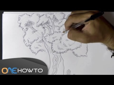 How to Draw a Tree with Leaves - YouTube