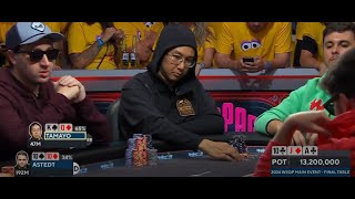 2024 World Series of Poker Main Event Final Table Hand Breakdown: Bottom set vs a flopped straight!