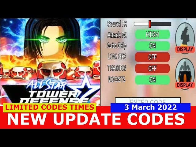 NEW UPDATE CODES [RUMBLE] 1M group members! All Star Tower Defense ROBLOX