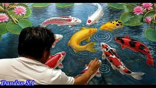 CARA MENGGAMBAR  MELUKIS IKAN KOI 9 DETAIL By DANDAN SA / HOW TO DRAW KOI FISH, Tutorial Part 11