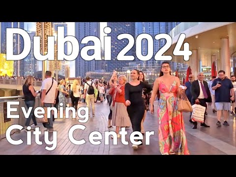 Dubai 4k Amazing Evening City Center Burj Khalifa Walking Tour 