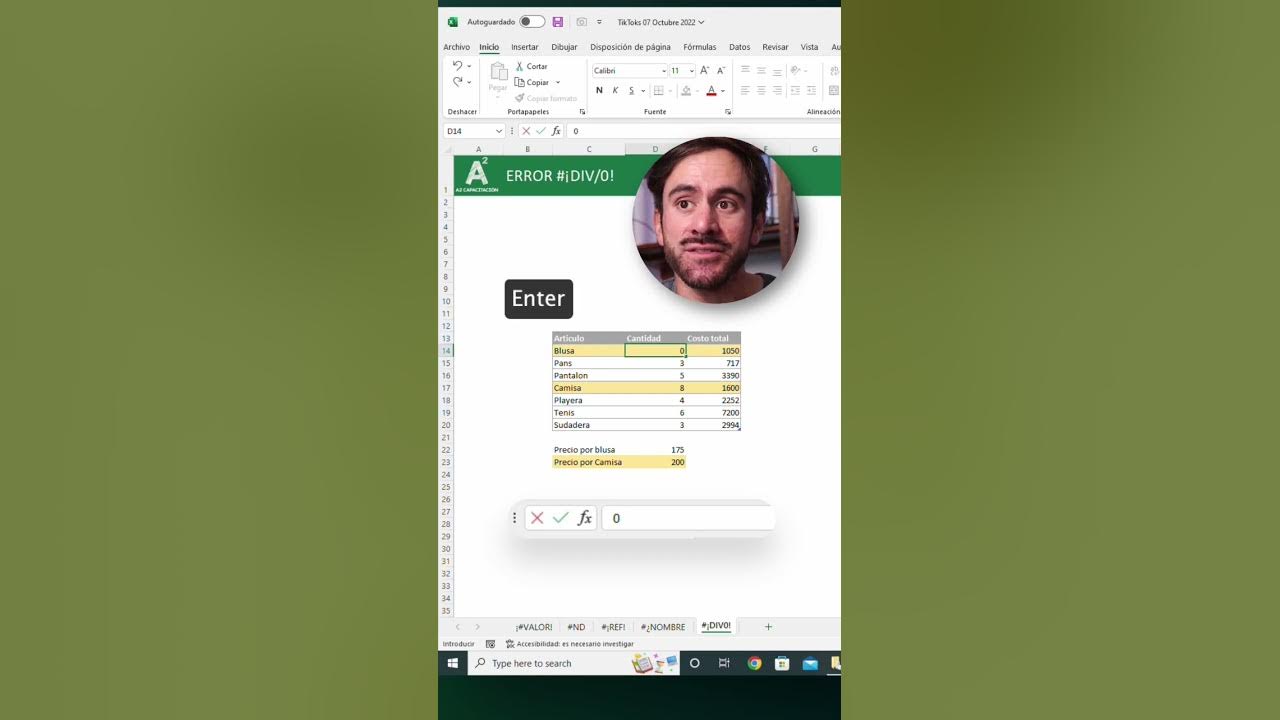 Error div 0 en excel youtube