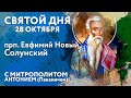 Святой дня. 28 октября. Преподобный Евфимий Новый, Солунский.