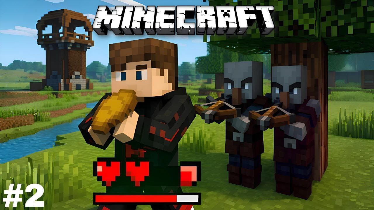 PILLAGERS ALMOST KILLED ME 😨 | MINECRAFT GAMEPLAY #2