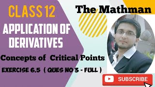Class 12 | Application of Derivatives| Exercise 6.5 ( Ques 3 - full ) | Concepts of Critical points