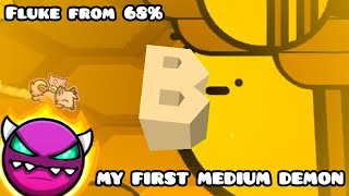 "B" by motleyorc & ScorchVx 100% (FIRST MEDIUM DEMON, FLUKED FROM 68%) [Geometry Dash 2.2]