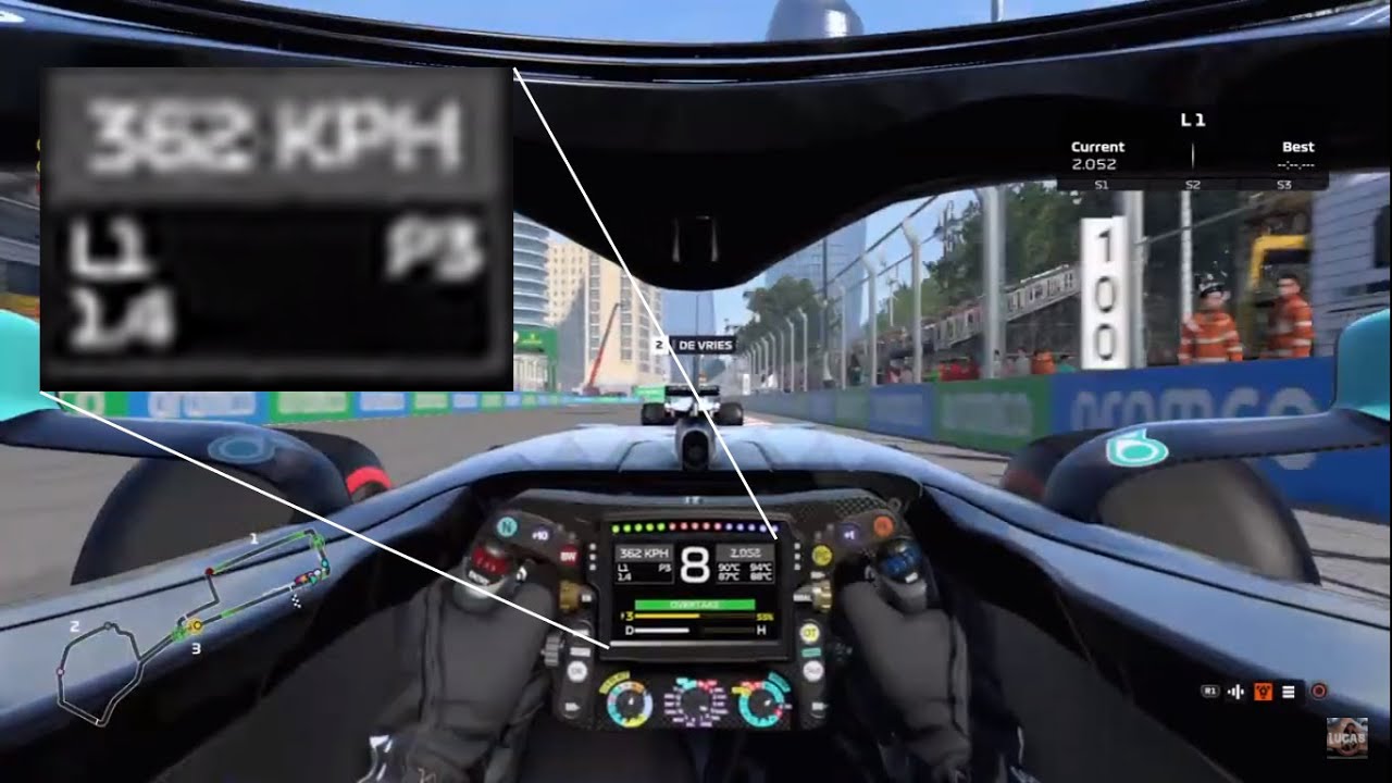 F1 2020 BAKU TOP SPEED WORLD RECORD 362 KM/H