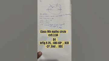 Q4 InFig.9.25,∠ABC=69°,∠ACB=31°,find ∠ BDC.class 9 circle #maths