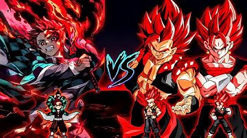 Tanjiro HK V2 OP (New) VS Evil Gogeta SSJ OP & Evil Vegito SSJ OP in Jump Force Mugen