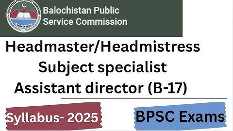 BPSC Headmaster Syllabus 2025