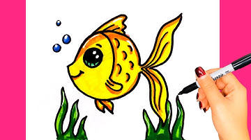 Vẽ con cá/How to Draw a Cartoon Fish Cute and Easy/THƯ VẼ