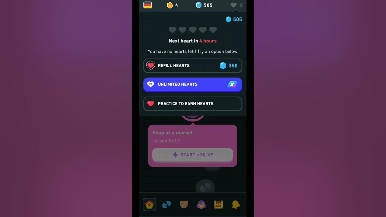 Taking Practice Lessons to Earn Hearts in Duolingo education duolingo german shorts YouTube