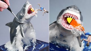 GREAT WHITE SHARK Attacks Surfer!, Diorama, Resin, Polymer Clay by Emz Odd Works 574,539 views 1 year ago 9 minutes, 56 seconds