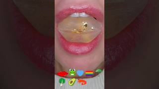 ASMR Satisfying Eating Tasty Emoji Food 🥑🏳️‍🌈🦐☂️ #emojichallenge #asmr #satisfying