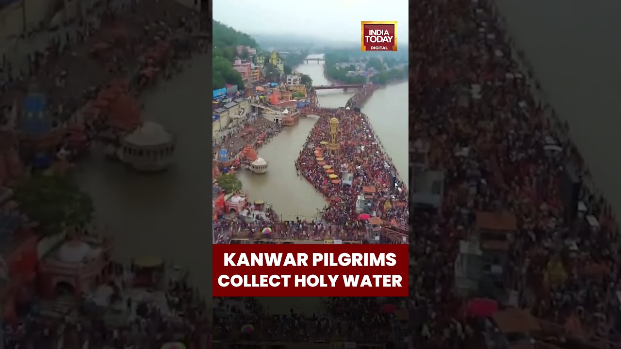 Thousands Of Kanwar Yatra Pilgrims Collect Holy Water At Har Ki Pauri In Haridwar