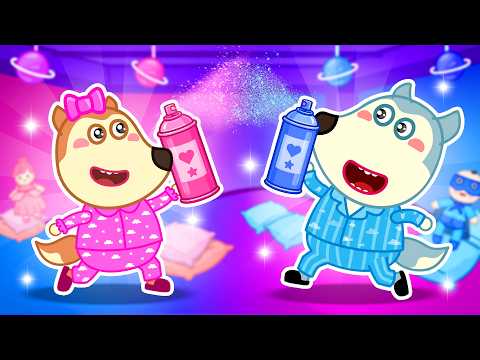 Pink vs Blue 💗💙| Secret Room Under the Bed | Kids Secret Room Song | Little Wolf Kids