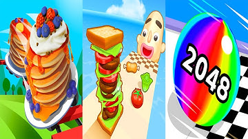 Sandwich Runner VS Pancake Run VS Ball Run 2048 - All Levels Gameplay Android iOS Ep 1