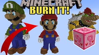 BURNING MARIO MAP WITH LUCKY BLOCK MINIGAME CHALLENGE!!!