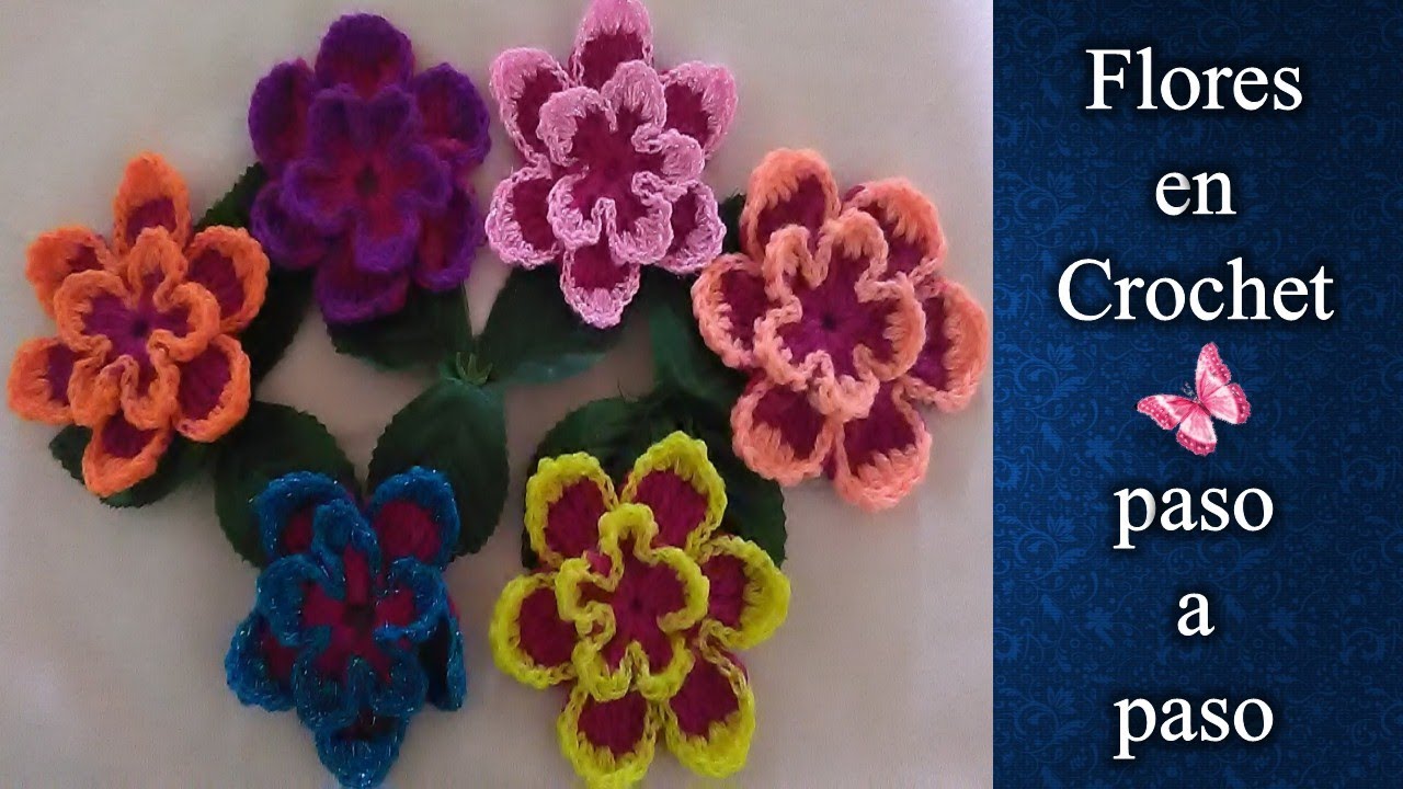 FLORES en crochet PASO A PASO fáciles de hacer YouTube