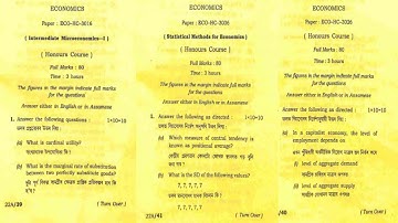 BA 3rd Semester Economics honours question Gauhati University | Economics honours CBCS question GU