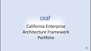 CA Enterprise Architecture Framework Portfolio Overview