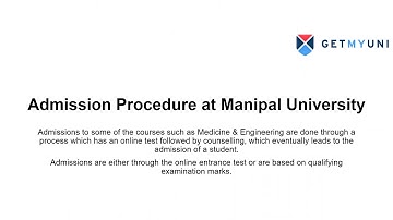 Manipal Institute Of Technology Admission Process 2022