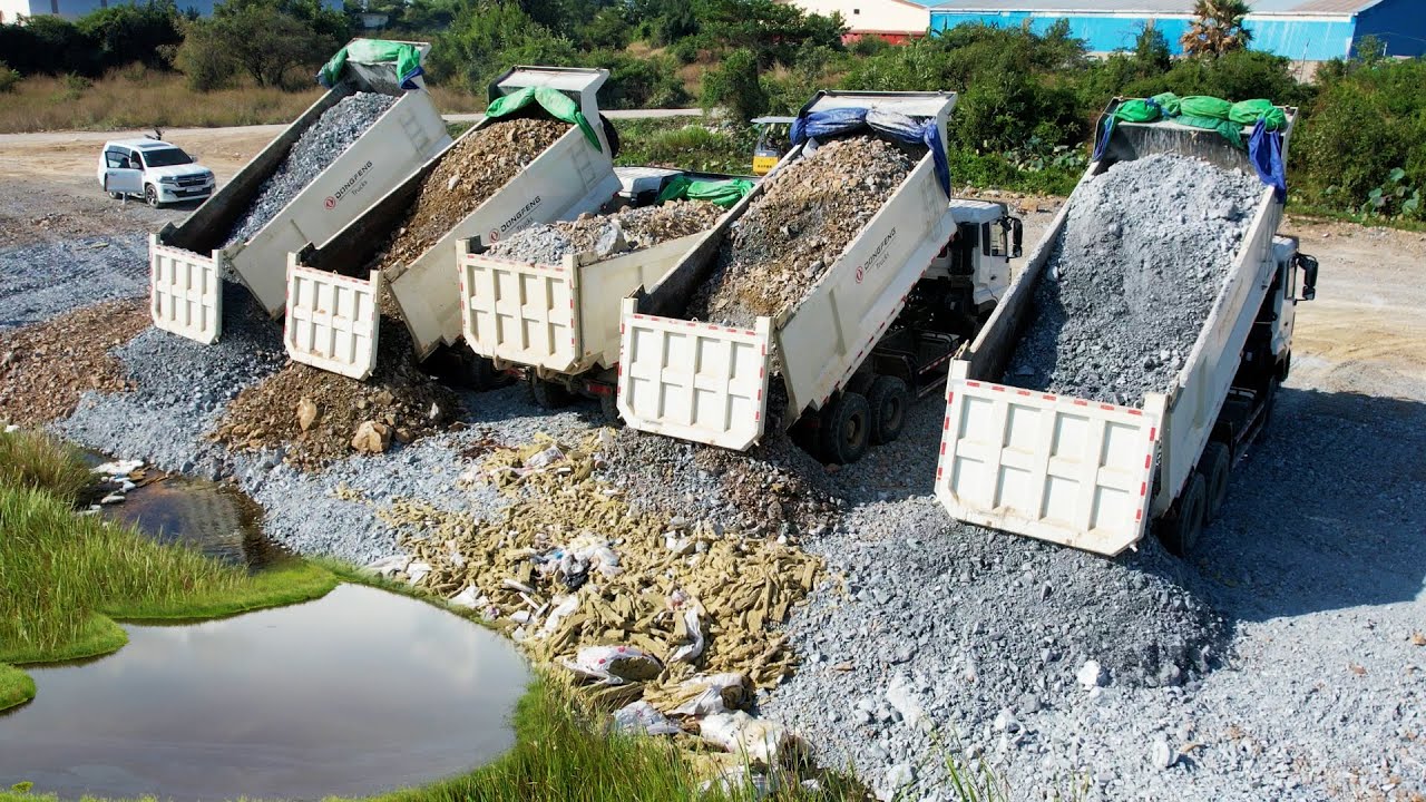Ep13.Wonderful Dump Trucks Work Group Dumping Soil Stones With Good ...