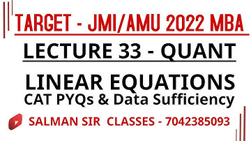 LINEAR EQUATIONS| AMU JAMIA  MBA 2022| CAT Old Questions| Data Sufficiency  MCQs| Integral solutions