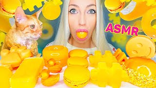 ASMR EATING ORANGE FOOD, CHOCOLATE, JELLY, ICE CREAM, 음식 젤리, 아이스크림, 컬러 (MACAROONS, CAKE) MUKBANG 먹방