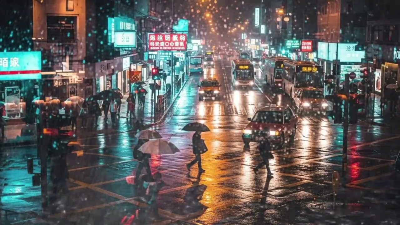 4K | Midnight Rainstorm Outside Window with Gentle Thunder – Sleep Deeply
