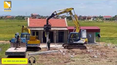 ĐÓNG CỌC MÓNG NHÀ QUÁ ĐƠN GIẢN NHỜ BỘ BÚA RUNG GẮN CHO XE ĐÀO|| BÚA RUNG PCF250 GẮN XE SH07