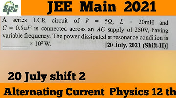 A series LCR circuit of R = 5 ohm , L = 20 mH and C = 0.5 microF is connected across an AC supply of