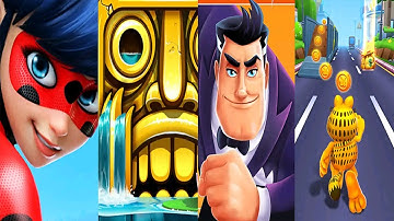 Miraculous Ladybug vs Temple Run 2 vs Agent Dash vs Garfield Rush Gameplay