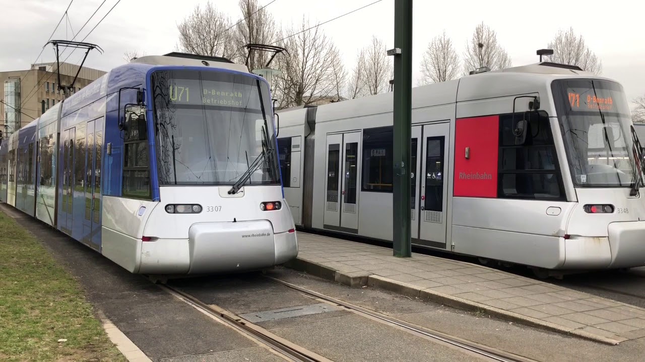 Straßenbahnen am Mörsenbroicher Ei in Dusseldorf