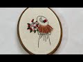 Girl with bouquet of flowers  hand embroidery tutorial