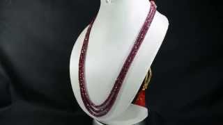 3 Strands Natural Red Ruby 340ct Faceted Oval Beads Gemstone Strings Necklace