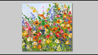 Abstract Acrylic Wildflower palette Knife Painting
