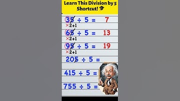 Learn This Division by 5 Shortcut! 🎓💯%👌#MathTricks #DivisionBy5 #QuickMath #MentalMath #MathHacks