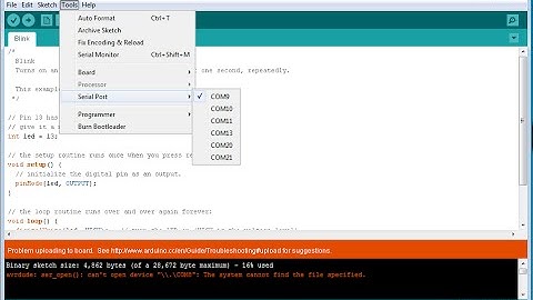 Problema ao carregar para a placa. Upload error: avrdude: ser_open():  can