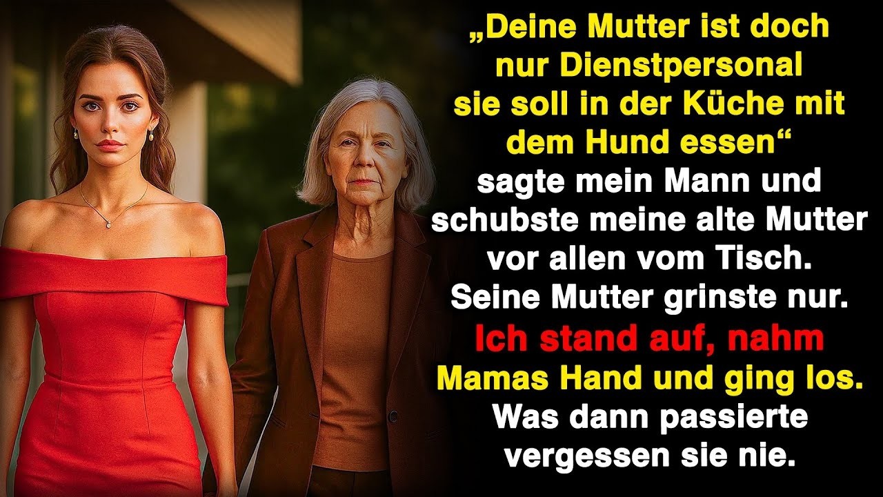 „Deine Mutter, nur eine Hilfe, isst nicht mit meiner“, sagte mein Mann. Ich nahm seine Hand und …