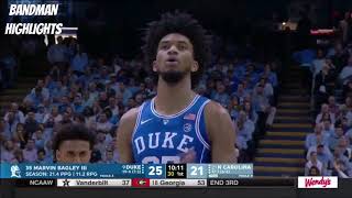 Marvin Bagley III Duke vs North Carolina \/2.8.18\/Highlights\/15pts 16reb 4ast