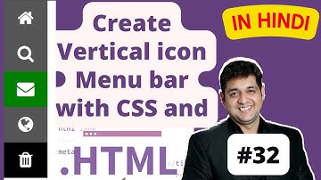 Create Vertical icon Menu bar with CSS and HTML  || HTML Tutorial in Hindi #32