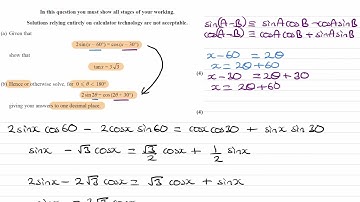 Trigonometry Exam Questions - A Level Maths - Edexcel Pure Year 2 - Q13 (level 2)