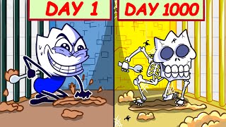 From Fresh to Bones The 1000-Day Challenge Break Prison! | मजेदार कार्टून